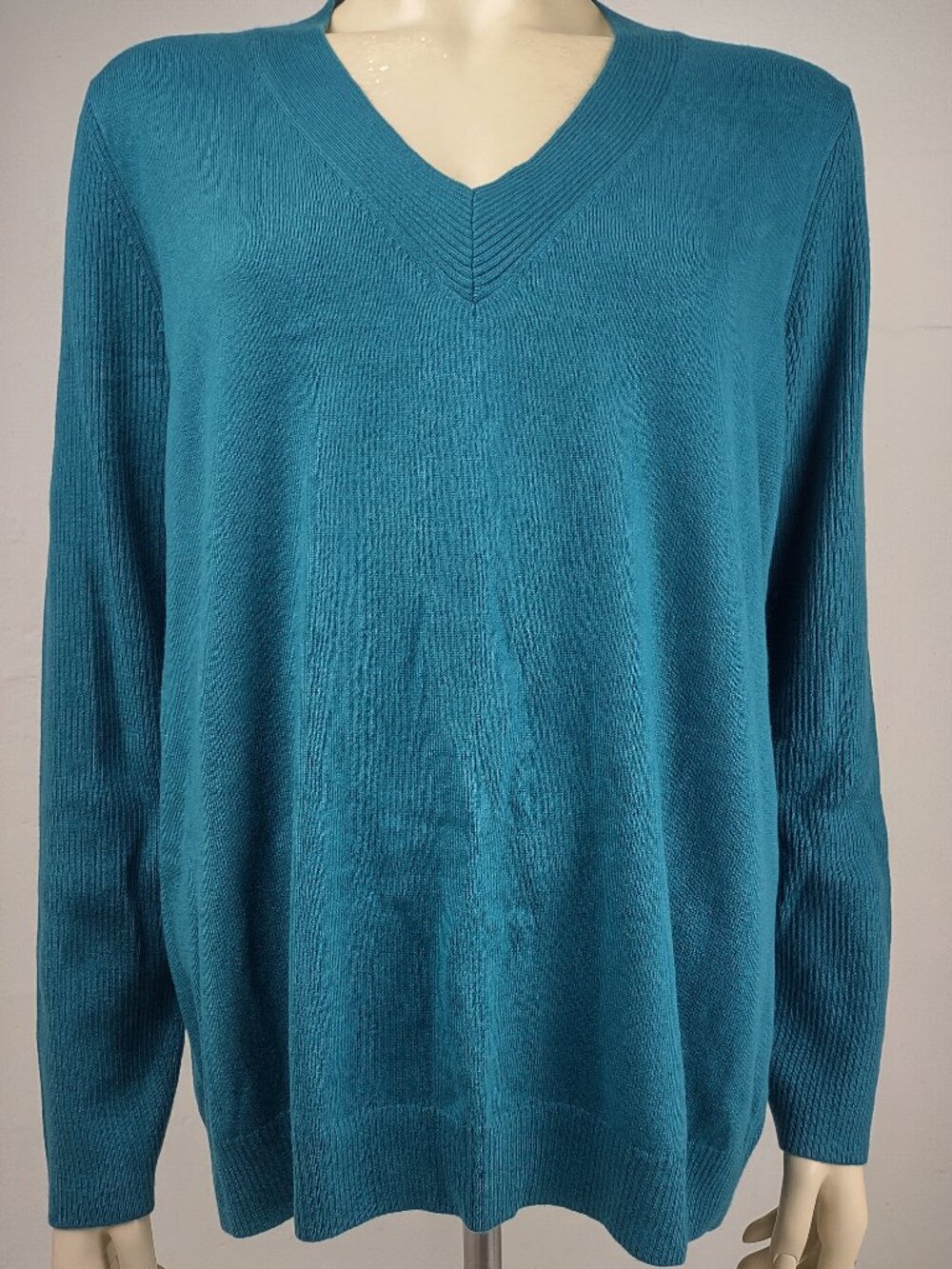 NWT J. Jill Oceanside teal green V-Neck pullover sweater womens XL X-Large
